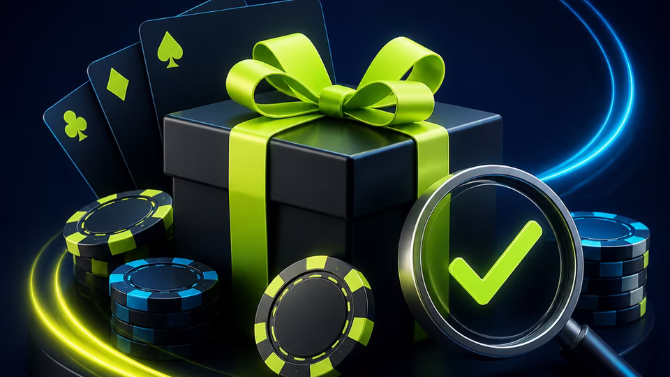 Casino bonuskaart met fiches en controlepunten zonder tekst